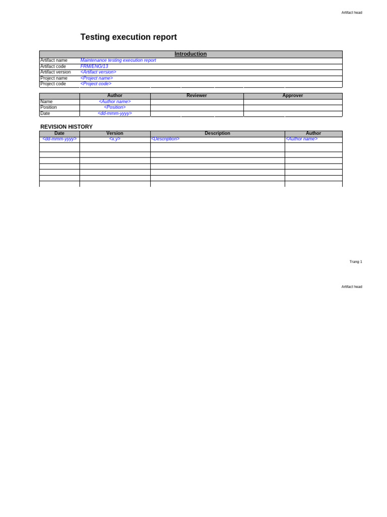 Template Testing Test Execution Report | PDF