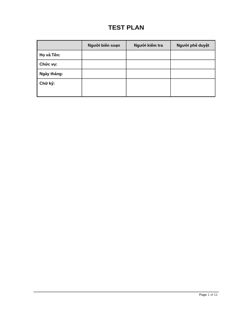 Template Test Plan | PDF