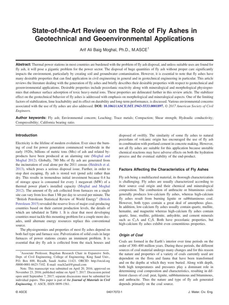 State-Of-The-Art Review On The Role of Fly Ashes in Geotechnical and ...