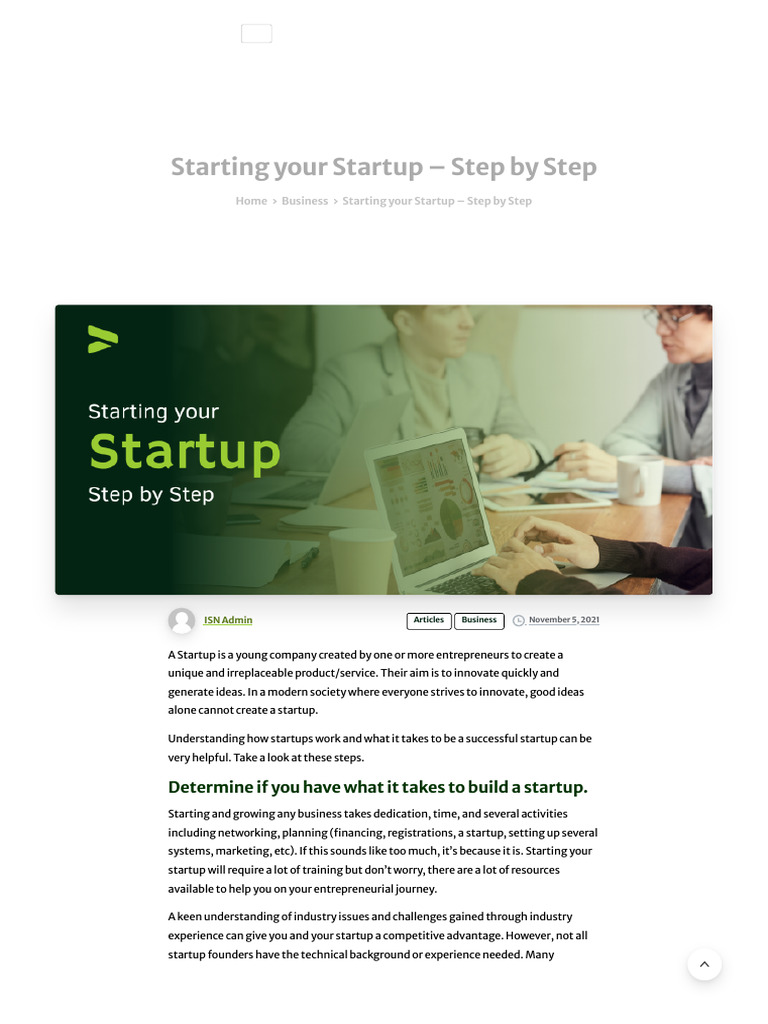 Starting Your Startup - Step by Step - Innovation Support Networ | PDF