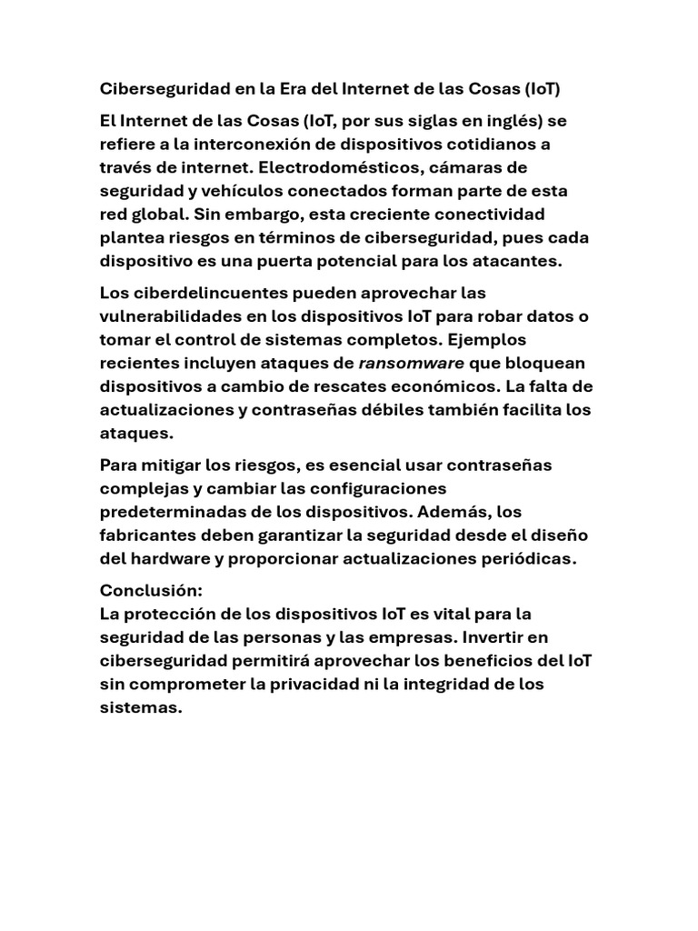 Ciberseguridad en La Era Del Internet de Las Cosas | PDF