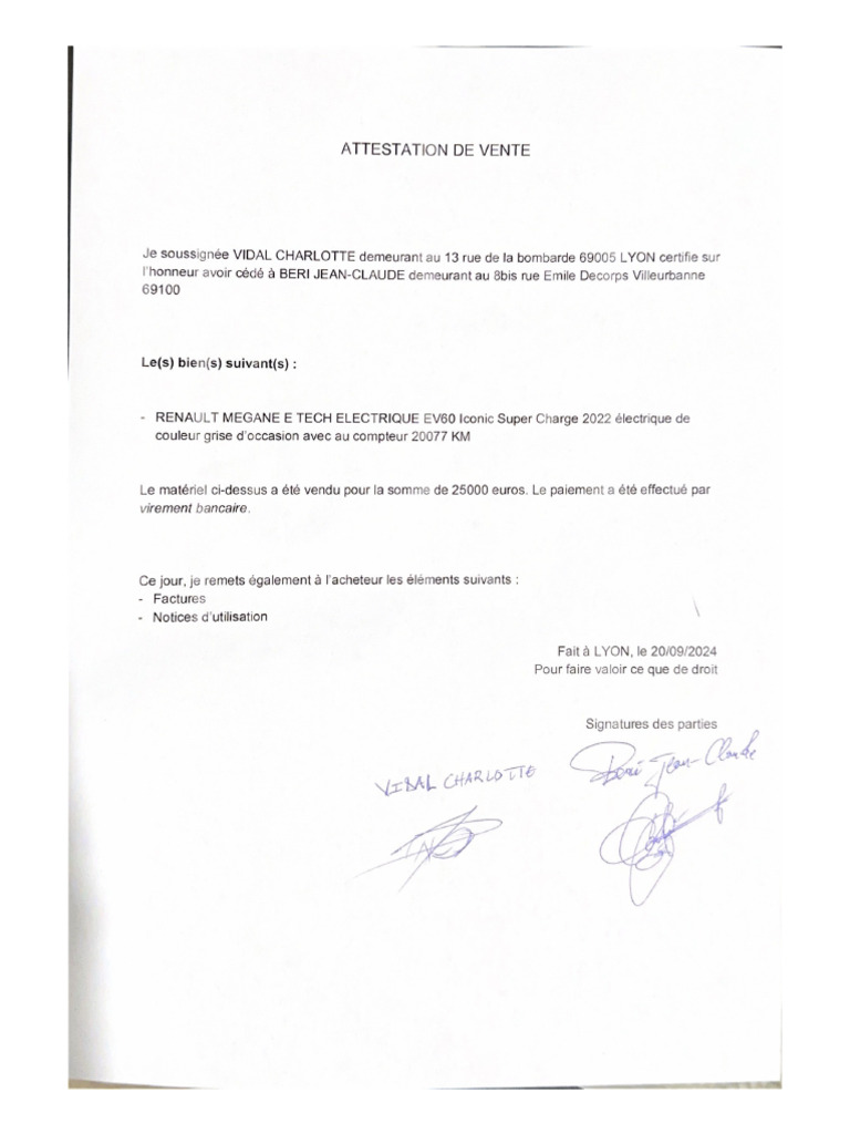 comment faire une attestation de vente d un terrain