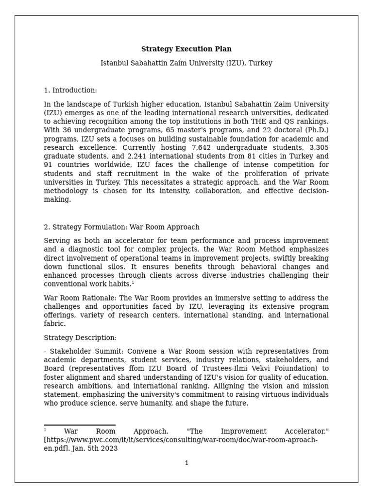 Strategy Execution Plan IZU | PDF