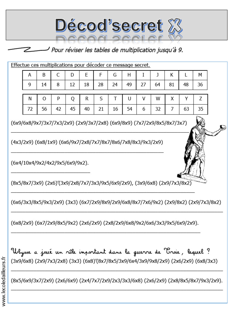 Décodsecretx Révision Des Tables Jusquà 9 | PDF