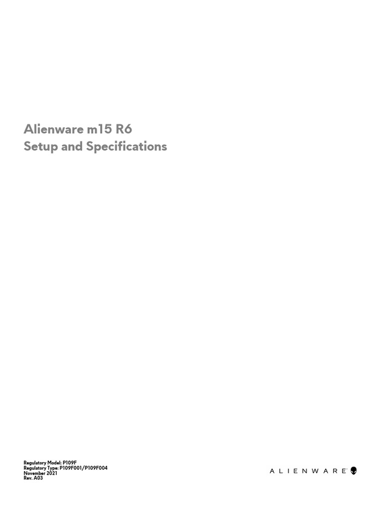Alienware m15 R6 - Setup and Specifications | PDF