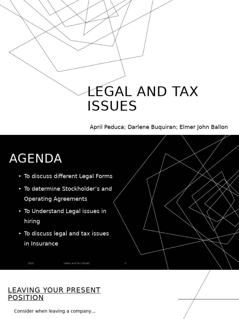 Legal and Tax Issues | PDF