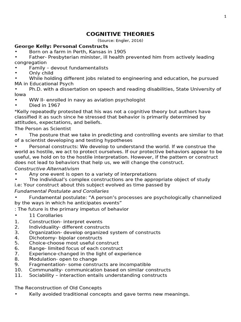 Cog Theories Notes 34 Topics | PDF