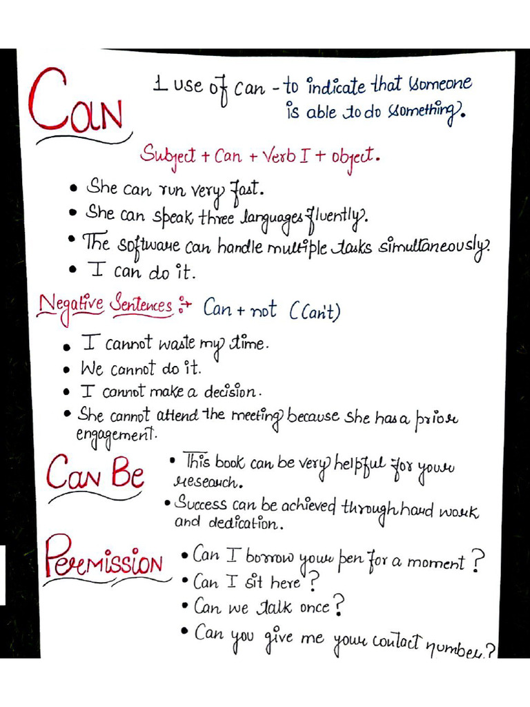 Use Of Can English Grammar Pdf