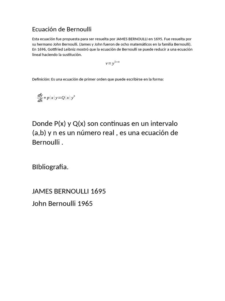 Ecuación de Bernoulli | PDF