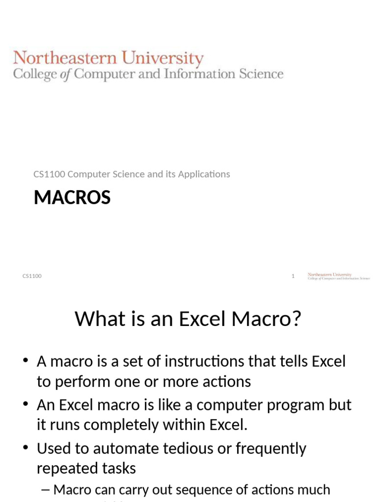 Excel Macros | PDF