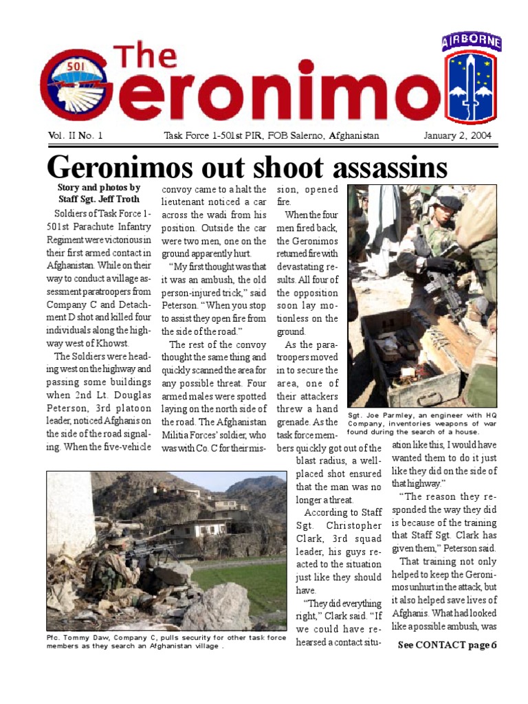 Geronimos Engage in First Combat | PDF | Staff Sergeant | Sergeant