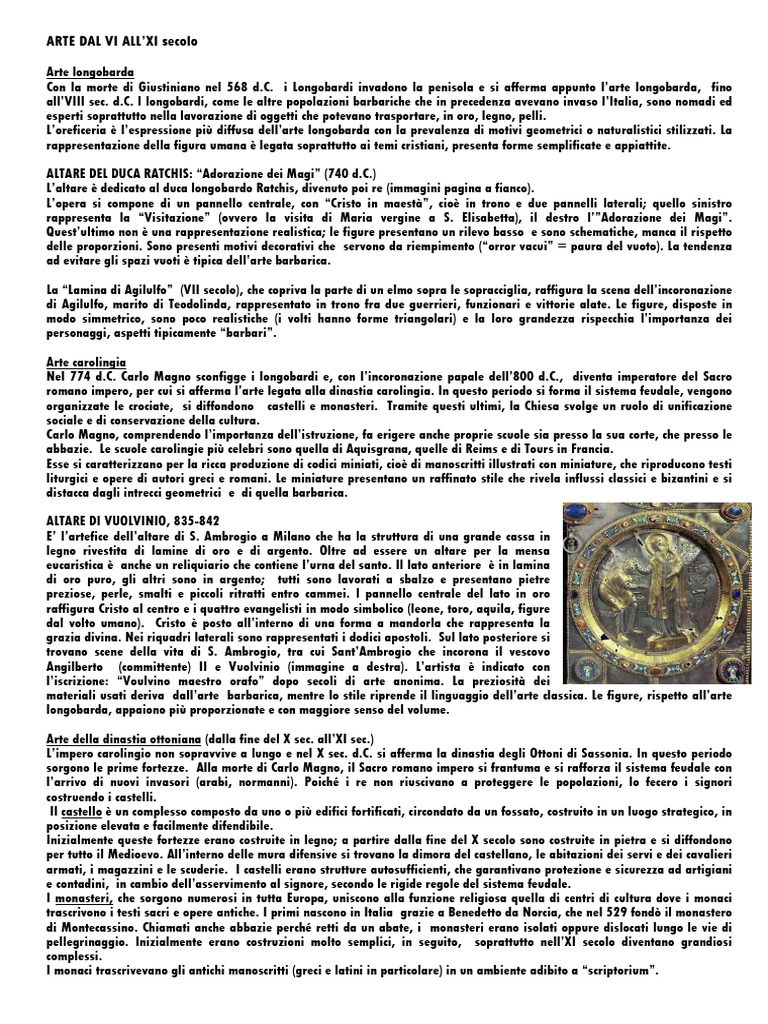 Arte Longobarda e Carolingia: Storia e Opere | PDF