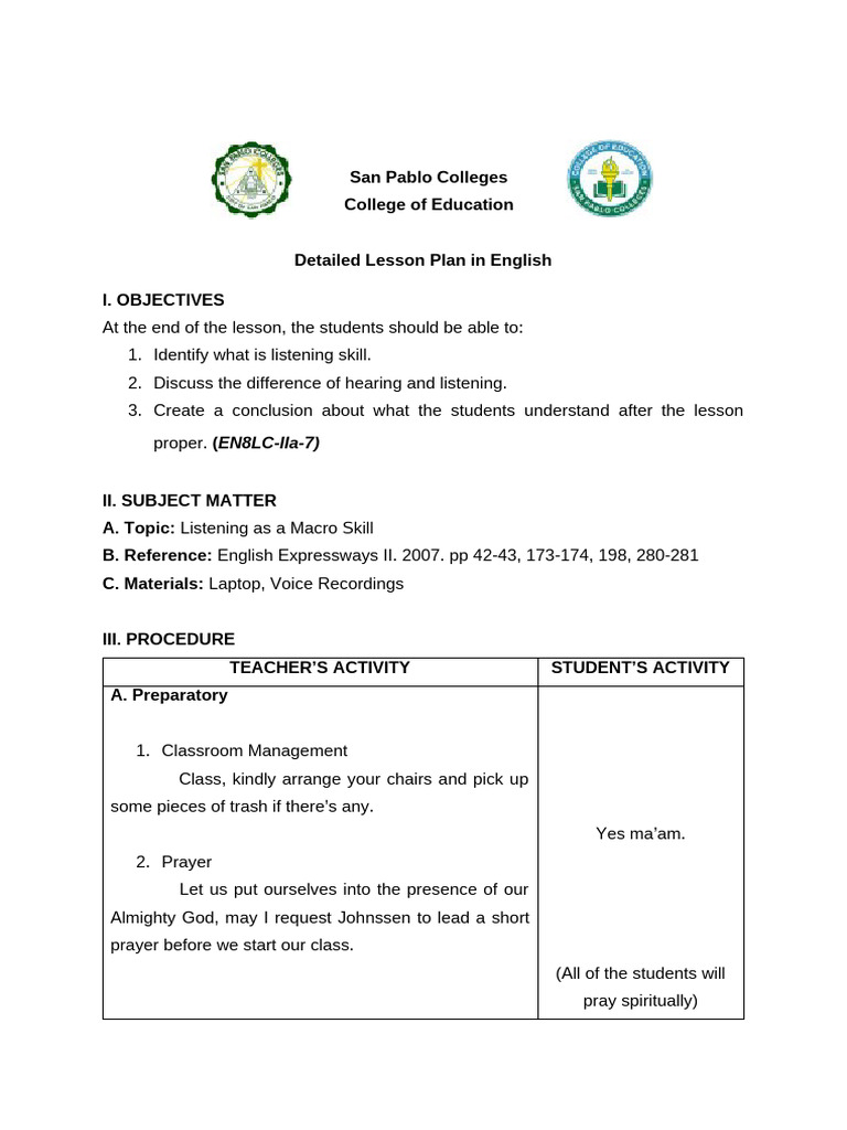 Angeles Fiona M. - Detailed Lesson Plan | PDF | Lesson Plan | Behavior ...