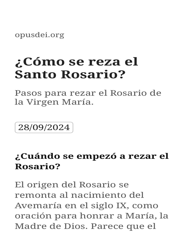 Como Se Reza El Santo Rosario | PDF | Rosario | María, madre de Jesús