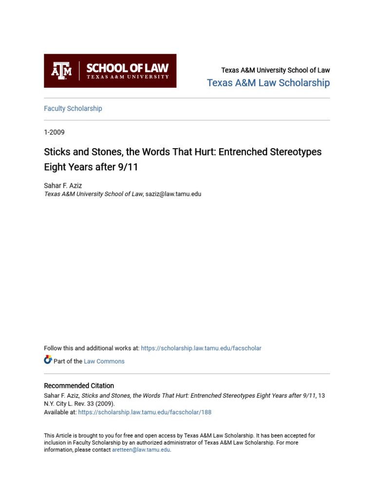 Sticks and Stones The Words That Hurt - Entrenched Stereotypes Ei | PDF