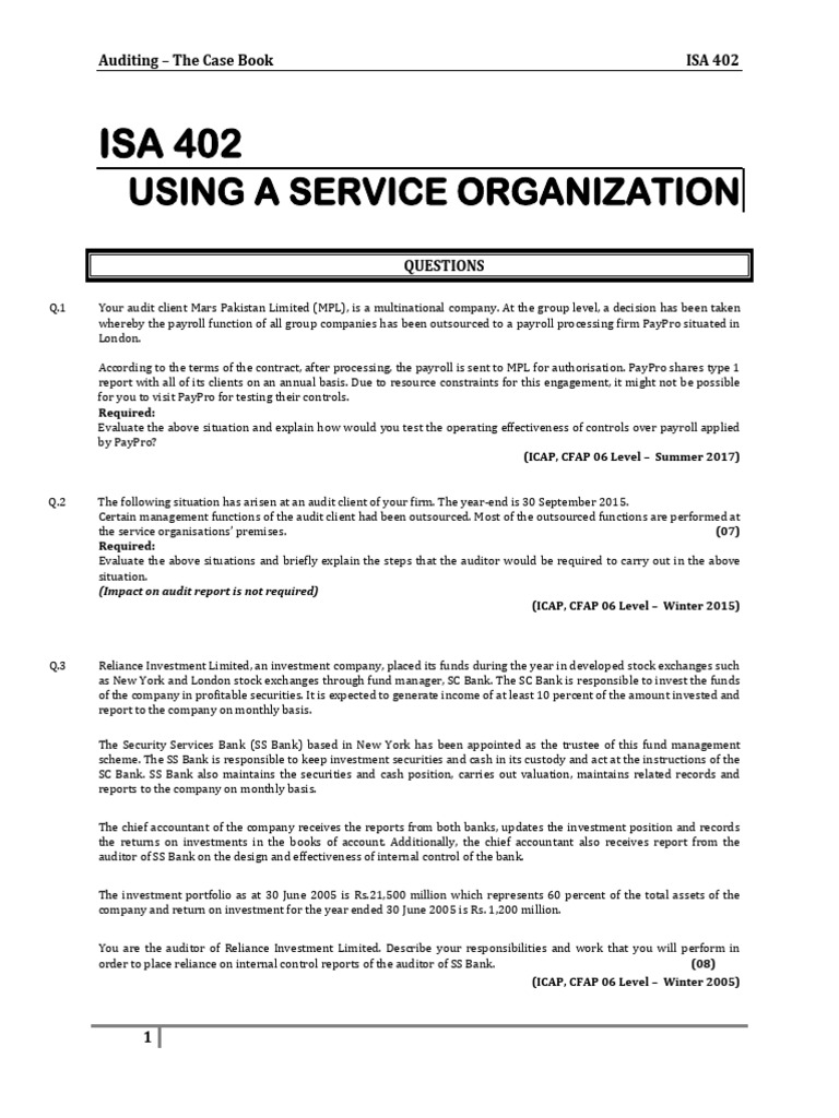 ISA 402 Case Book | PDF