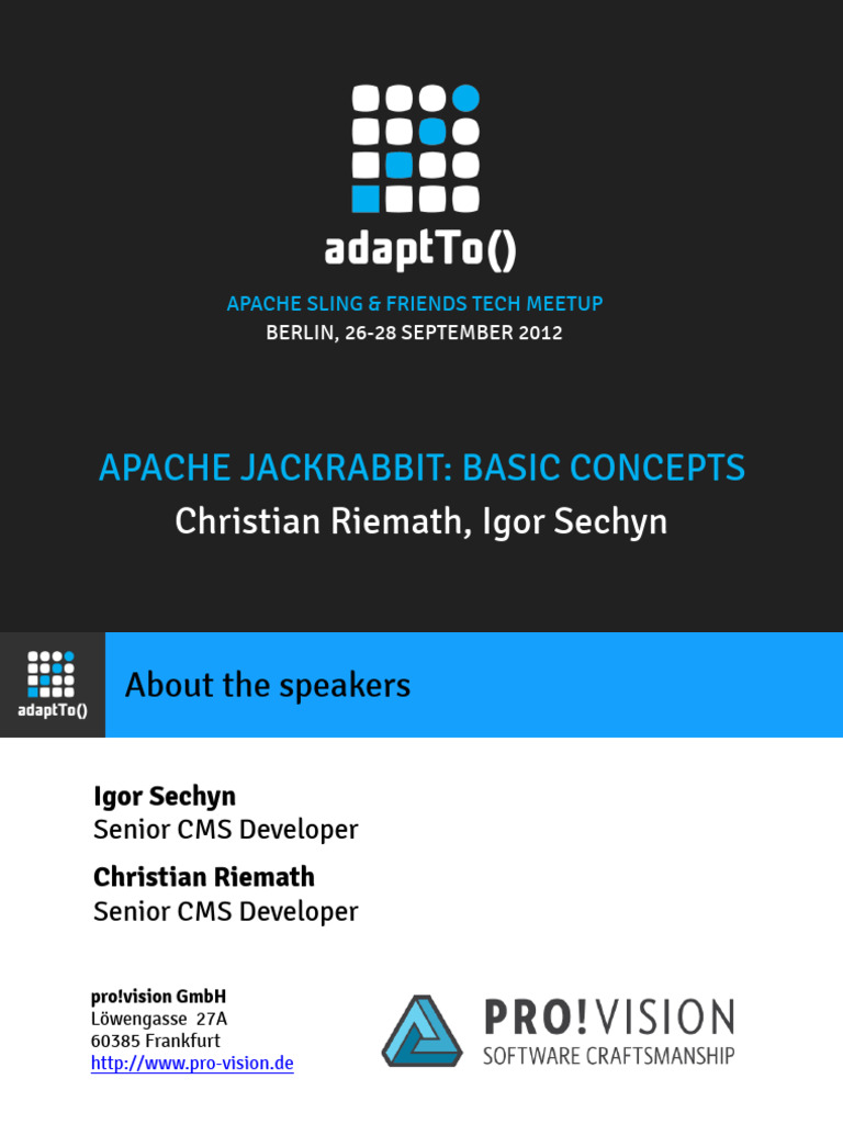 Adaptto2012 Apache Jackrabbit Basic Concepts Christian Riemath Igor ...