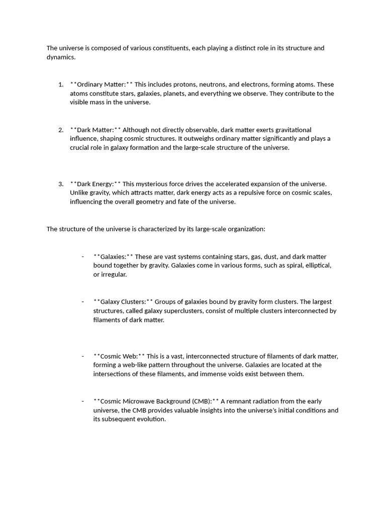 Constituents and structure of the universe pdf