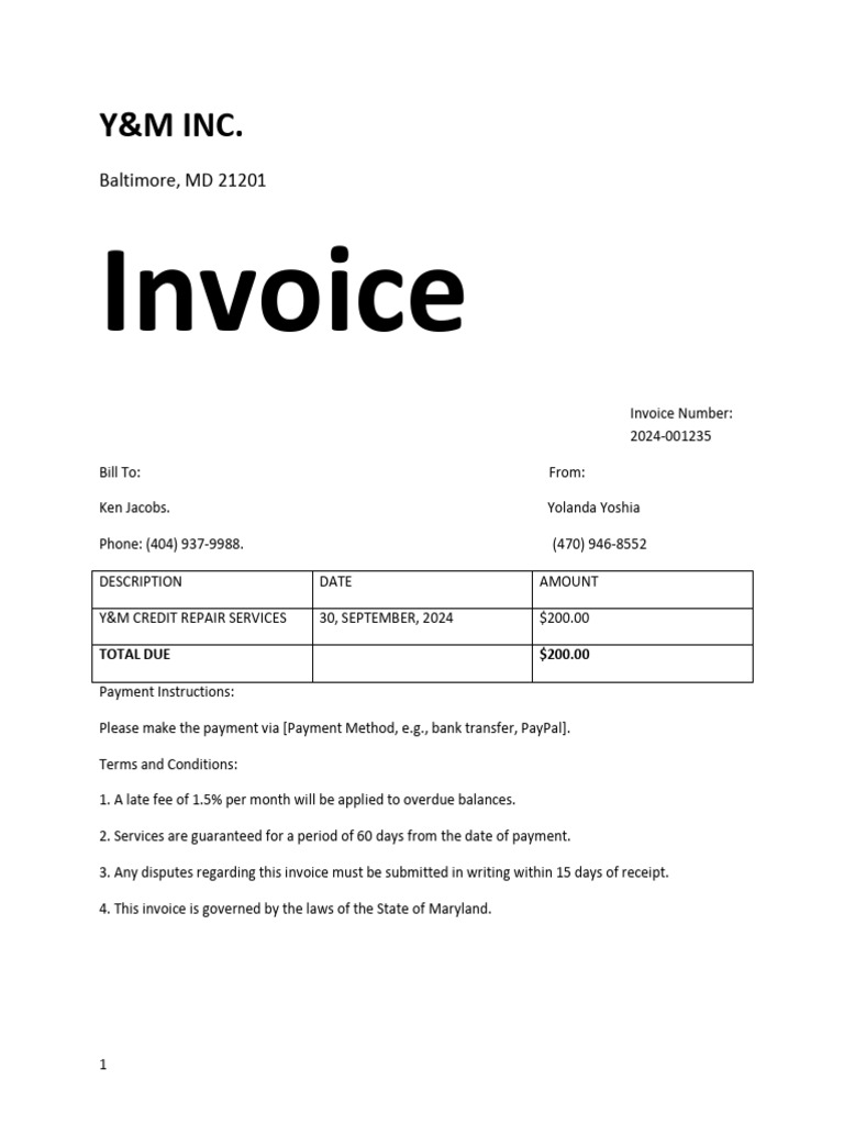 Credit Invoice | PDF