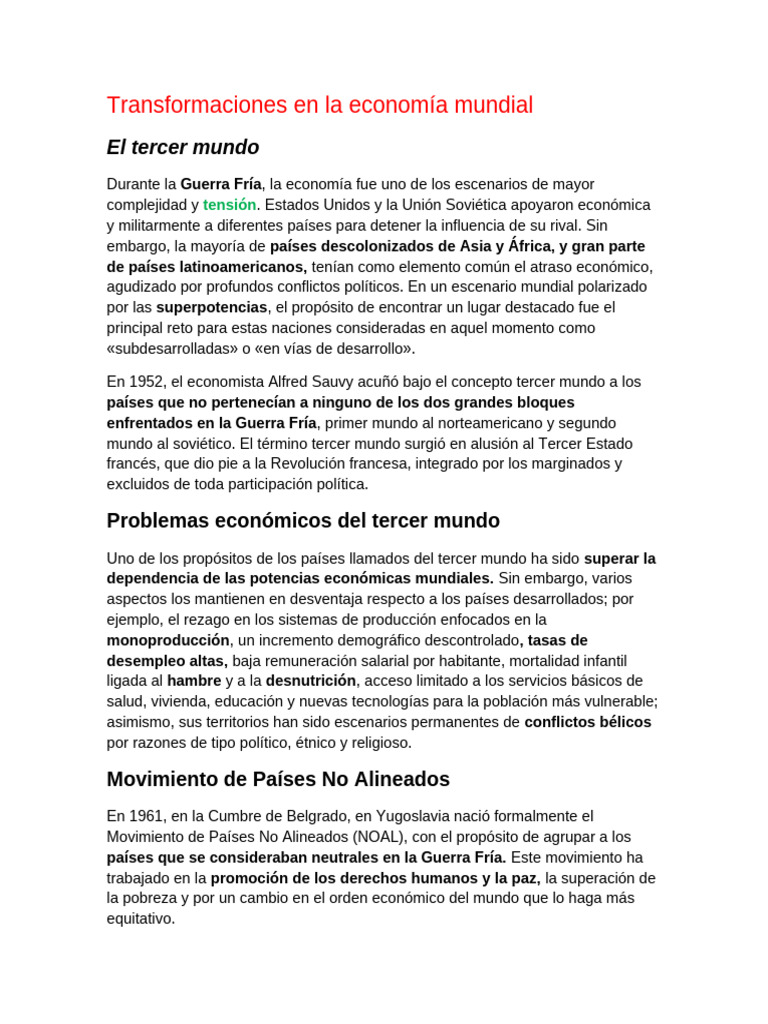 Transformaciones en La Economã A Mundial | PDF