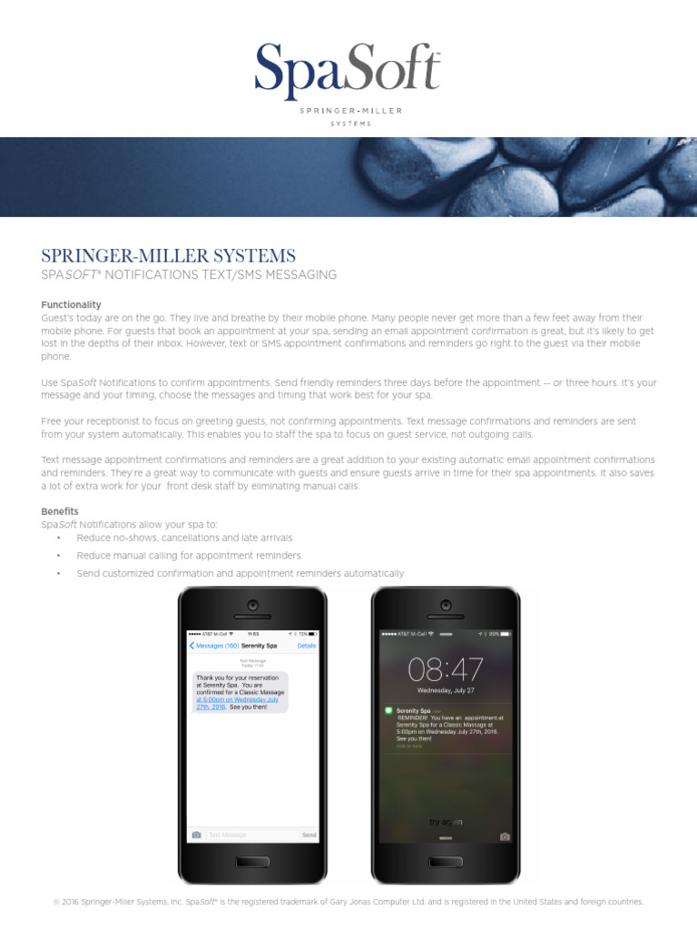 SpaSoft Notifications - Text Messaging | PDF