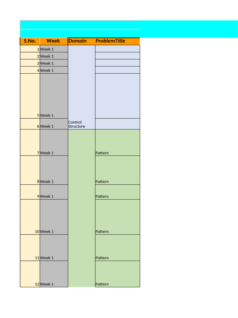 Problem Solving List of Programs: S.No. Week | PDF