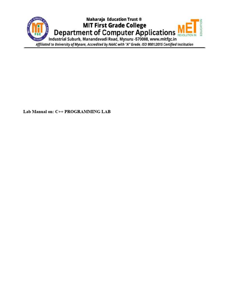 C++ LAB Merged | PDF