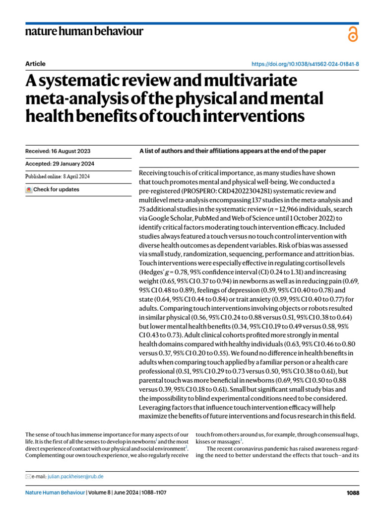 A Systematic Review and Multivariate Meta-Analysis of The Physical and ...