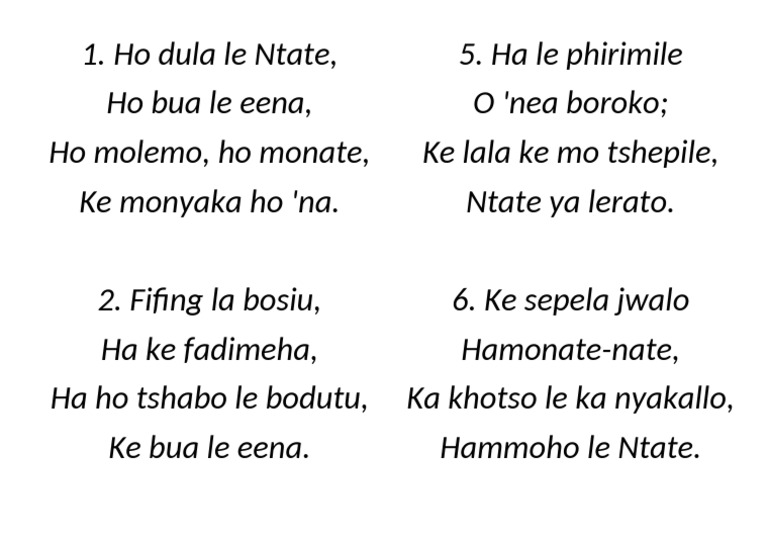 Ho Dula Le Ntate - Presentation | PDF