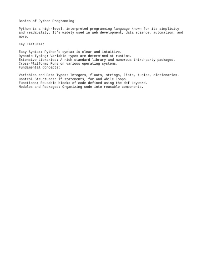 Basics of Python Programming | PDF
