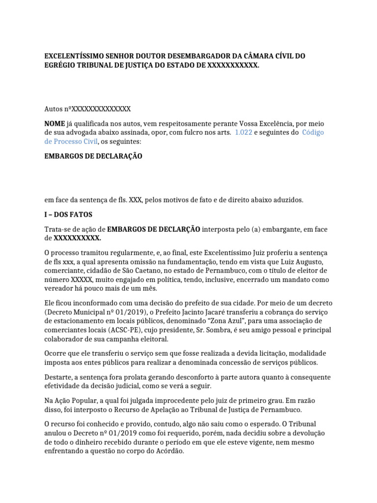 Modelo de Peca Embargos de Declaracao | PDF