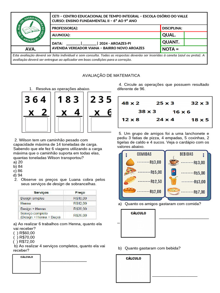 Prova de Ciências Iv | PDF