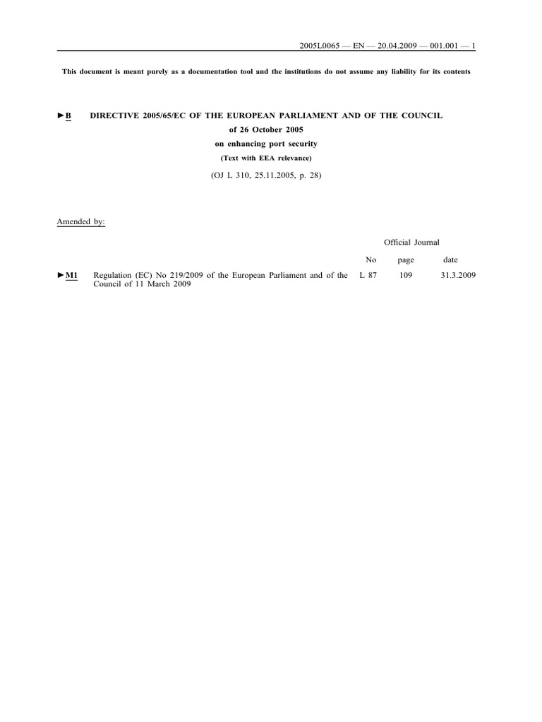 Port Security EEA Directive | PDF