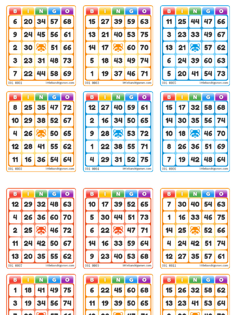 Cartones De Bingo Numerados