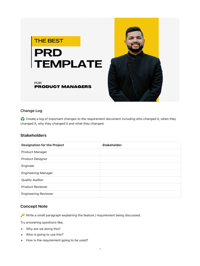 Product PRD Template PDF
