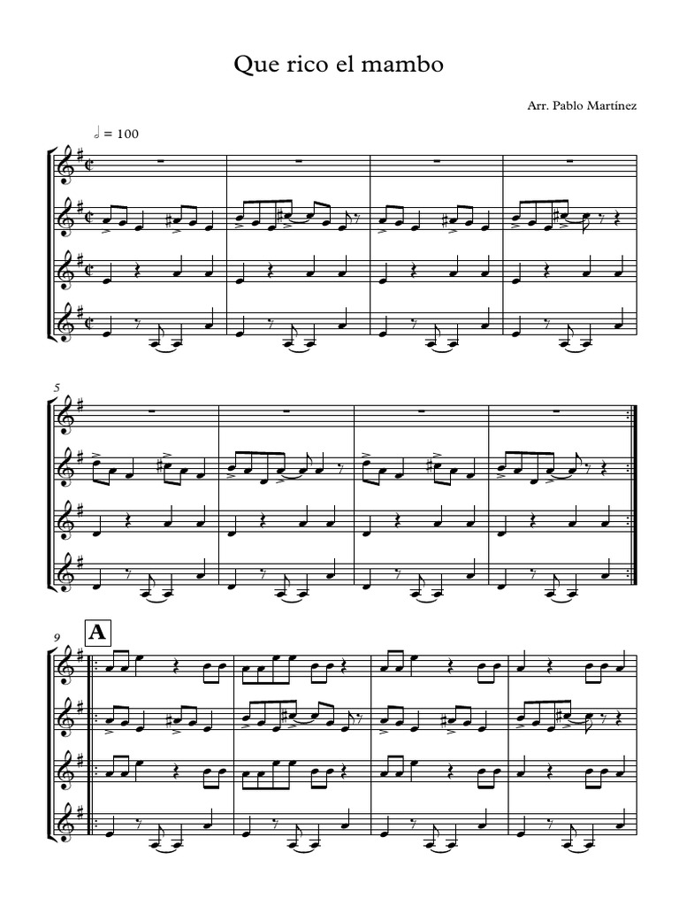 Que Rico El Mambo Guión - Partitura Completa | PDF