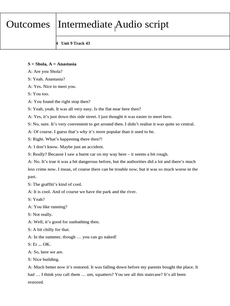 Intermediate Unit9 Audio Track43 | PDF