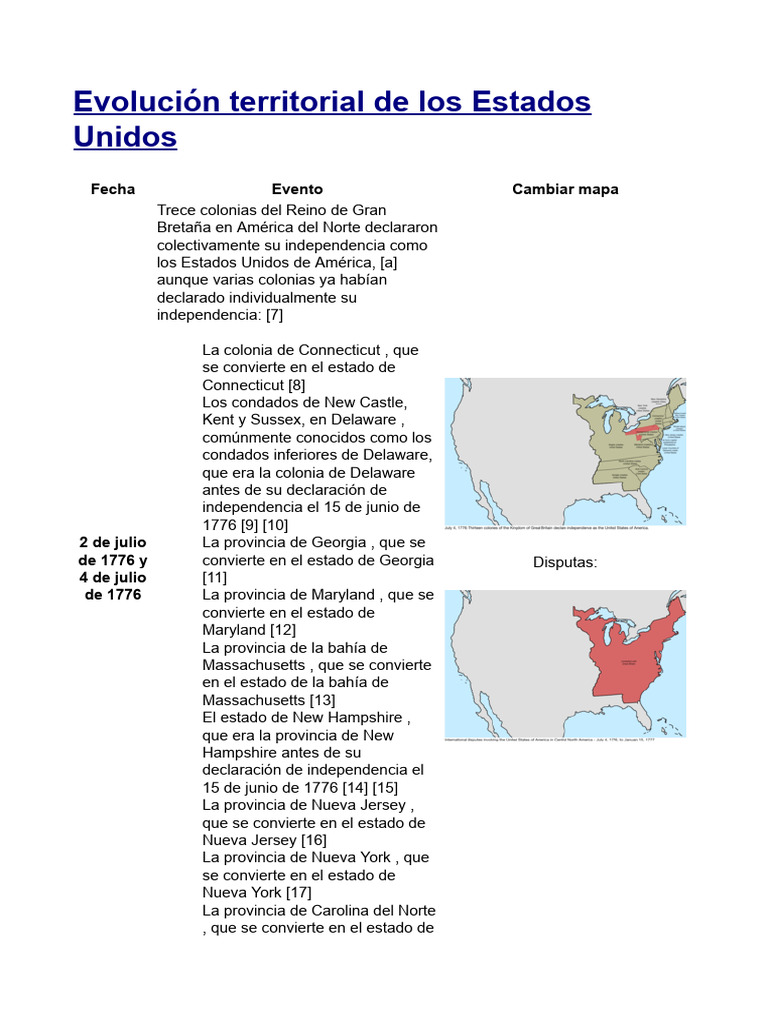 Historia Territorial de Estados Unidos | PDF