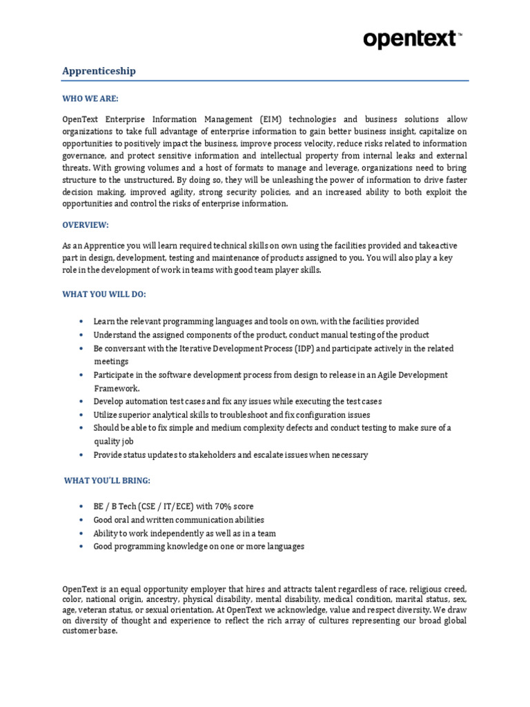 OpenText Apprentice JD | PDF