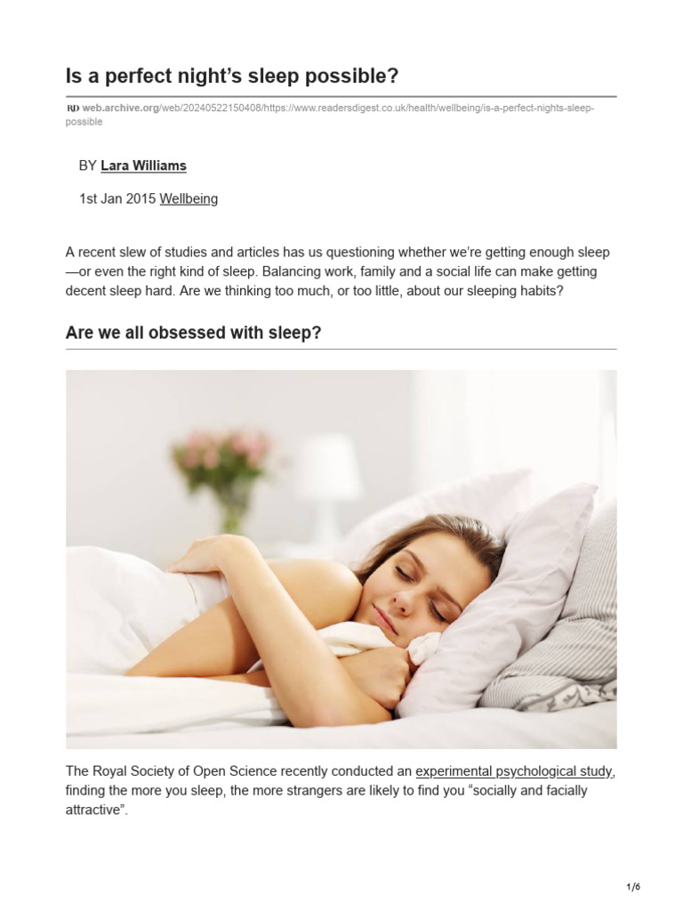 Is A Perfect Nights Sleep Possible | PDF | Sleep | Self-Improvement