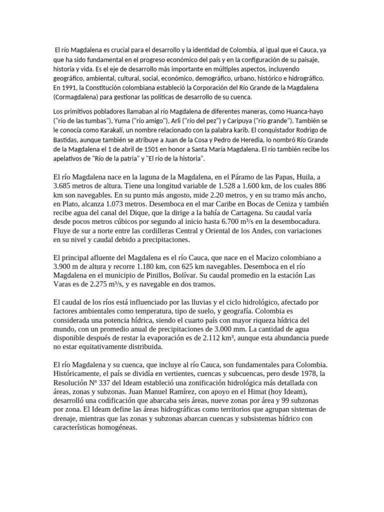 El Río Magdalena Es Crucial para El Desarrollo y La Identidad de ...