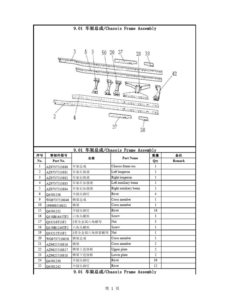 9.0 Howo Dump Truck Catalog Chasiss Frame and Others ZZ3317N3867W ...