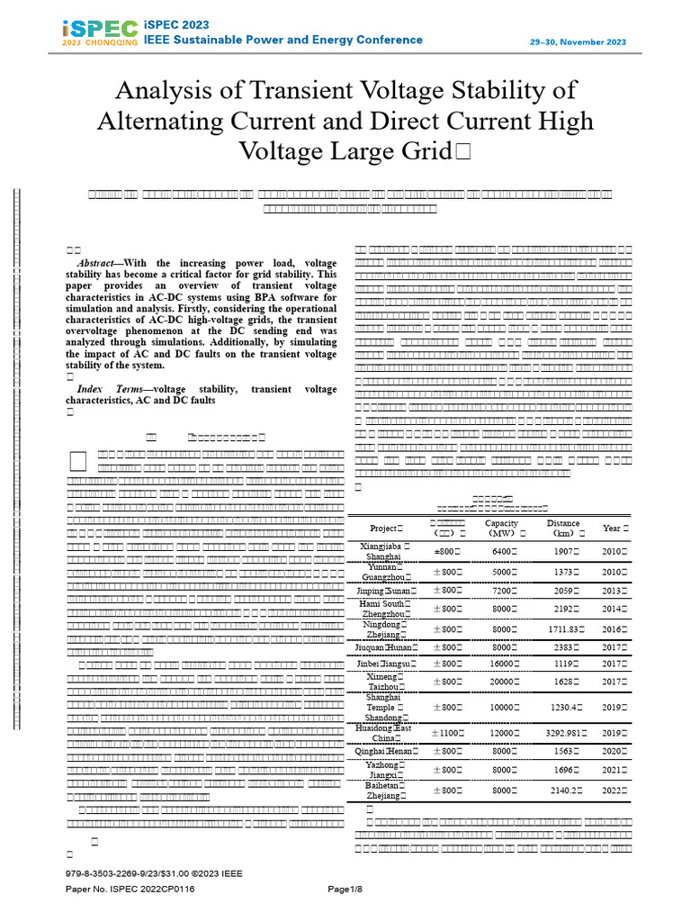 Analysis of Transient Voltage Stability of Alternating Current and ...