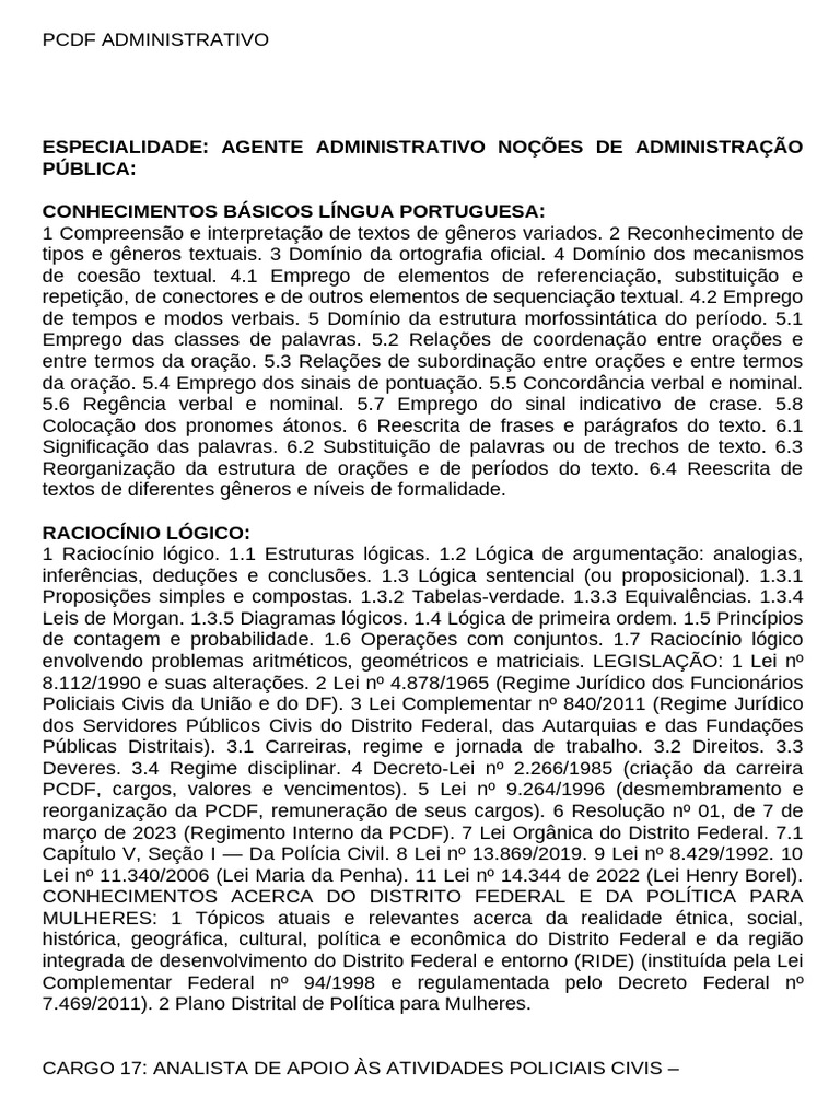 PCDF Administrativo | PDF