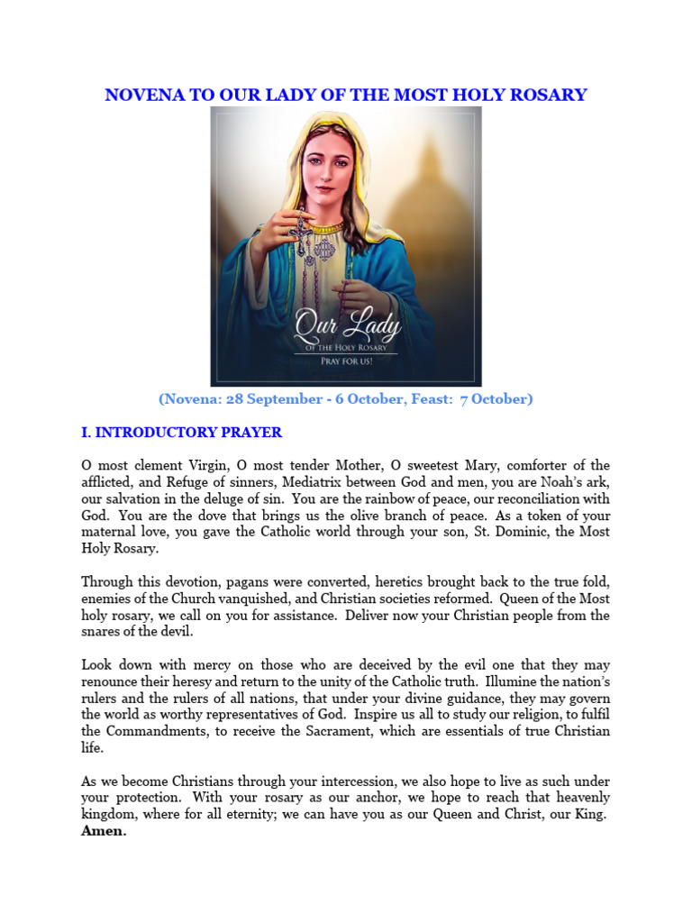 Novena To Our Lady of The Rosary | PDF