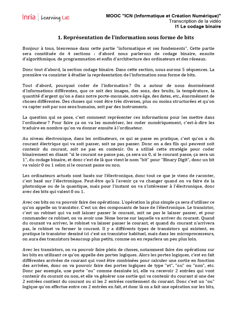 1 Information Sous Forme de Bits | PDF