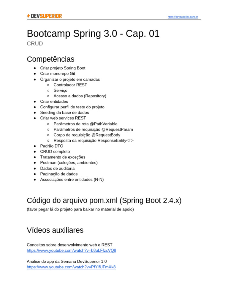Bootcamp Spring - Capítulo 01 | PDF