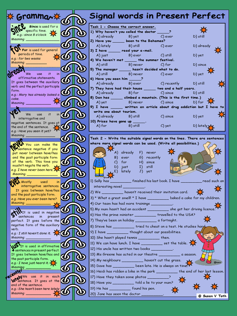 Since For Yet Already Just Ever Never Still Grammar Guide | PDF