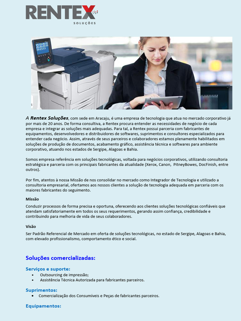 Apresentação Rentex Soluções A4 | PDF