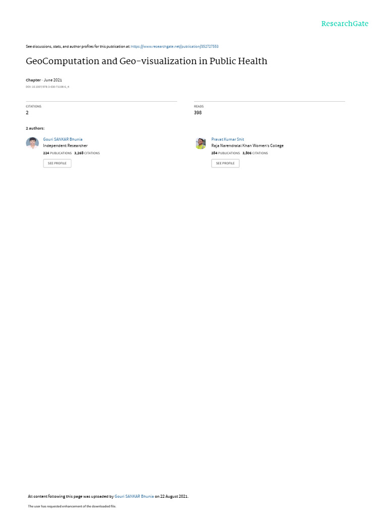 Geocomputation and Geo-Visualization in Public Health: June 2021 | PDF